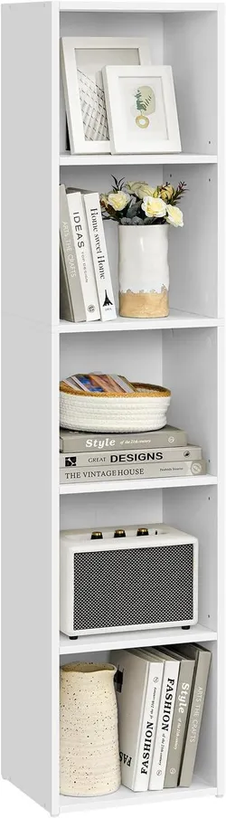 VASAGLE Книжный шкаф, 5-ярусный, отдельно стоящий, 24 x 30,2 x 134,2 см | Открытая полка для гостиной, домашнего офиса, столовой,