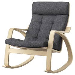 IKEA POÄNG(495.021.18) Крісло качалка, березовий шпон/Gunnared темно-сірий