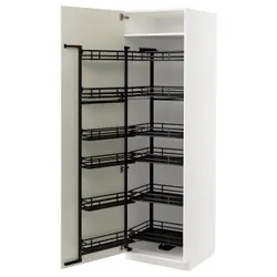 IKEA METOD(194.719.53) высокий шкаф с выдвижной кладовой, белый/кремовый Бодбин