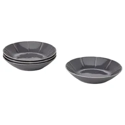 IKEA STRIMMIG(305.056.40) глибока тарілка, сірий керамічний посуд