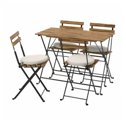 IKEA TÄRNÖ (193.937.19) стол + 4 стула, снаружи, черный/светло-коричневая морилка/Frösön/Duvholmen бежевый