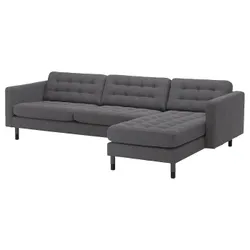 IKEA LANDSKRONA (194.442.24) 4-місний диван з шезлонгом, Гуннаред темно-сірий / дерево / чорний