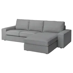 IKEA KIVIK (994.405.90) 3-местный диван с козеткой, Тибблби бежевый/серый