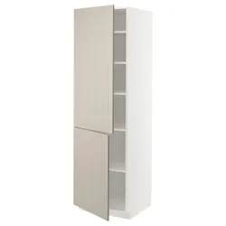 IKEA METOD(394.603.50) висока шафа з полицями / 2 двер, білий/Stensund beige