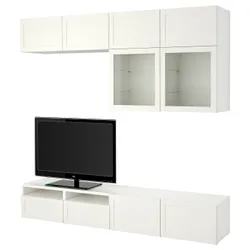 IKEA BESTÅ(494.123.54) комбінація для телевізора / скляні двері, біле / Hanviken біле прозоре скло