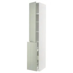 IKEA METOD / MAXIMERA(594.867.02) шафа висока 3зу/1д/2пол, білий/Stensund світло-зелений