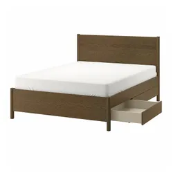 IKEA TONSTAD(394.967.16) рамка ліжка з ящиками, Коричневий шпона дуба/Lönset