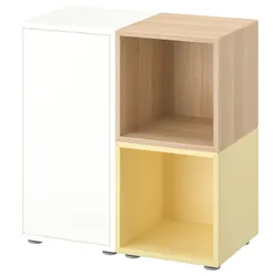 IKEA EKET(895.493.88) комбинация шкафов с ножками, белый/мореный дуб, имитация бледно-желтого цвета