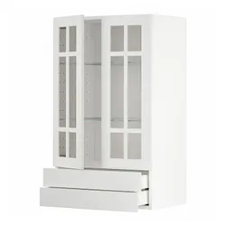 IKEA METOD / MAXIMERA(294.605.34) w w w 2 стеклянные двери / 2 ящика, белый/Стенсунд белый