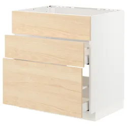 IKEA METOD / MAXIMERA(193.356.11) стояча шафа / витяжка з ящиками, білий/Askersund світлий попелястий малюнок