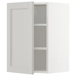 IKEA METOD(194.589.56) навесной шкаф с полками, белый / лерхиттан светло-серый