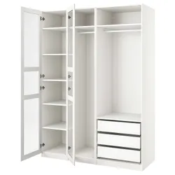 IKEA PAX / TYSSEDAL(394.801.50) гардероб, белый / белое стекло