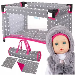 ДИТЯЧЕ ЛІЖЕЧКО ДЛЯ ПОДОРОЖЕЙ ДЛЯ ЛЯЛЬОК KINDERPLAY + ЛЯЛЬКА