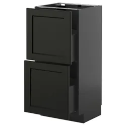 IKEA METOD / KNIVSHULT(395.878.96) стояча шафа з 2 ящиками, Чорноззюр/Лерхіттан забарвлюється чорним кольором