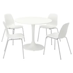 IKEA DOCKSTA / LIDÅS(294.816.02) стол и 4 стула, белый белый/белый хром