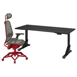 IKEA UPPSPEL / STYRSPEL(394.926.95) ігровий стіл і крісло, чорний сірий/червоний