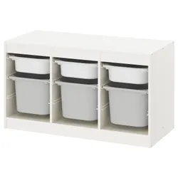 IKEA TROFAST(093.287.91) полка с контейнерами, белый / серый