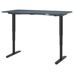 IKEA BEKANT(692.810.69) стол с регулируемой высотой, синий/черный линолеум