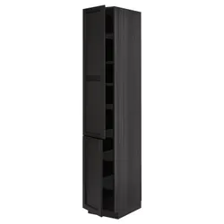 IKEA METOD(694.693.49) Высокий шкаф с полками/2drz, Черный/Лерхиттан, окрашенный черным