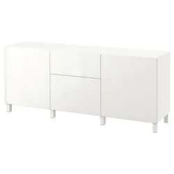 IKEA BESTÅ(394.127.07) комбинация с выдвижными ящиками, белый/Сельсвикен/Стуббарп глянцевый/белый