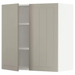 IKEA METOD(594.543.53) навесной шкаф с полками / 2 дверцы, белый / Стенсунд бежевый