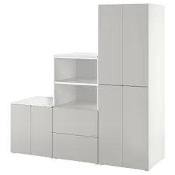 IKEA SMÅSTAD / PLATSA (594.876.26) стойка, белый / серый