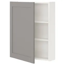 IKEA ENHET(993.236.66) 2 полиці / дверна підвісна шафа, біло-сіра рамка