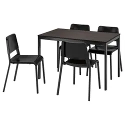 IKEA VANGSTA / TEODORES(294.942.99) стіл і 4 стільці, чорний темно-коричневий / чорний
