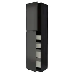 IKEA METOD / MAXIMERA(294.954.73) высокий шкаф с 2 дверцами/4 ящиками, черный/Upplöv матовый антрацит