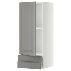IKEA METOD / MAXIMERA(594.584.07) навесной шкаф, дверь/2 ящика, белый/Бодбин серый