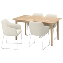 IKEA SKANSNÄS / TOSSBERG(695.615.93) стіл та 4 стільці, світлий буковий шпон/білий Gunnared beige