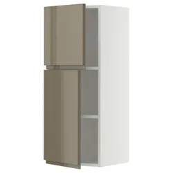 IKEA METOD(595.774.29) Настенный шкаф с полками/2 двери, белый/voxtorp Gloss Dark -Brown
