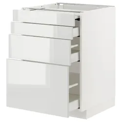 IKEA METOD / MAXIMERA(594.335.01) шафа з висувною стільницею / 3 шухляди, білий / Ringhult світло-сірий