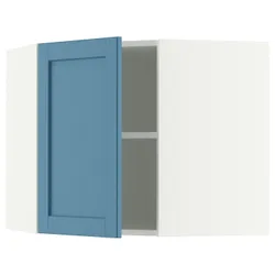IKEA METOD(896.002.68) Угловой настенный шкаф с полками, Biały/Lerhyttan Blue