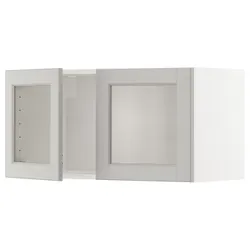 IKEA METOD(894.667.07) навісна шафа / 2 скляні двері, білий/Lerhyttan світло-сірий