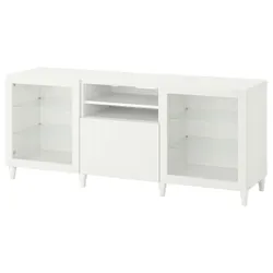 IKEA BESTÅ(093.845.55) Тумба під телевізор з ящиками, біле / Sutterviken / Kabbarp біле прозоре скло