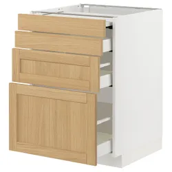 IKEA METOD / MAXIMERA(795.093.02) тумба с выдвижной столешницей/3 ящика, белый/Дуб Форсбака