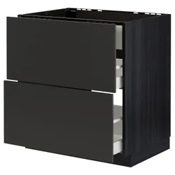 IKEA METOD / MAXIMERA(394.990.17) шафа для варильної панелі/витяжки з висувним ящиком, чорний/Nickebo матовий антрацит