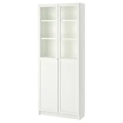 IKEA BILLY / OXBERG(692.817.76) книжкова шафа з панельними / скляними дверцятами, білий