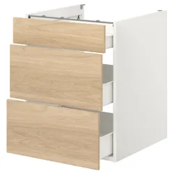 IKEA ENHET(493.209.86) нижний шкаф / 3 ящика, белый/имитация дуб