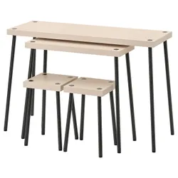 IKEA FRIDNÄS (705.042.76) набір столів/табуретів 4 шт, чорний / імітація берези