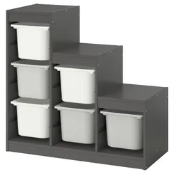IKEA TROFAST(995.744.43) Полка с контейнерами, серый белый/серый