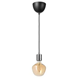 IKEA SKAFTET / MOLNART(894.912.88) подвесной светильник с лампочкой, форма колокола/коричневое прозрачное стекло