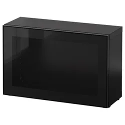 IKEA BESTÅ(790.468.87) сайт, чорно-коричневий / Glassvik black / прозоре скло