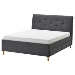 IKEA IDANÄS(904.471.76) м&#39;яке ліжко з ящиками, Гуннаред темно-сірий