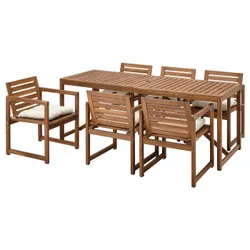 IKEA NÄMMARÖ(794.912.22) стіл+6 крісел, вул, світло-коричнева морилка/Kuddarna beige