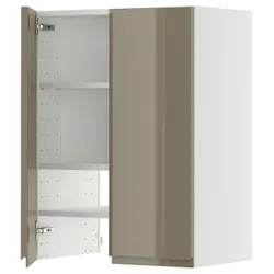 IKEA METOD(595.774.67) Капюшон -шкаф с полкой/дверью, белый/voxtorp Gloss Dark -Brown