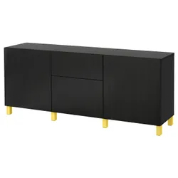 IKEA BESTÅ(694.259.25) поєднання з ящиками, чорно-бурий / Lappviken / Stubbarp yellow