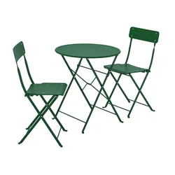 IKEA SUNDSÖ(394.349.31) стол+2 стула, на открытом воздухе, зеленый/зеленый