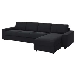 IKEA VIMLE(394.017.75) 4-местный диван с козеткой, с широкими подлокотниками / Saxemara черно-синий